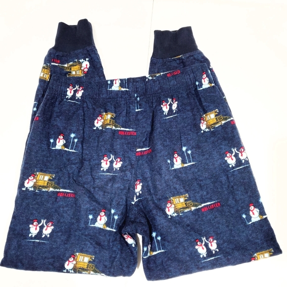 Hollister CA Navy Snowman Winter Print Sleep Pajama Jogger Pants Size XS EUC - Picture 6 of 16